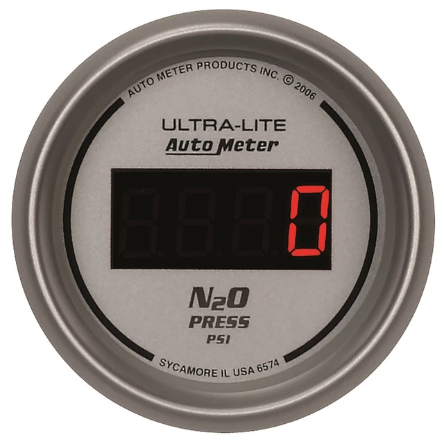Autometer 6574 Ultra-Lite Silver 2 1/16 Digital Nitrous Pressure Gauge 0-2000Psi
