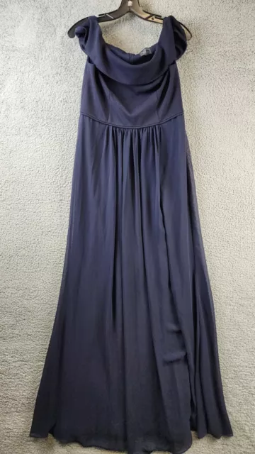 Adrianna Papell Off-The-Shoulder Crepe Chiffon Gown Women's 10 Midnight Back Zip