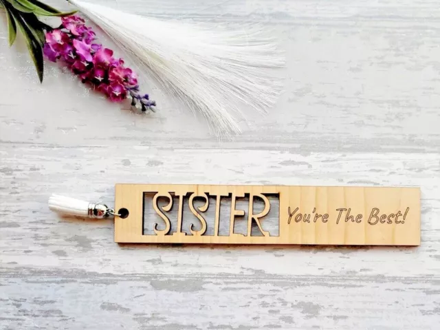 Sister Wooden Bookmark, Custom Present, Personalised Gift, Birthday, Step Sister