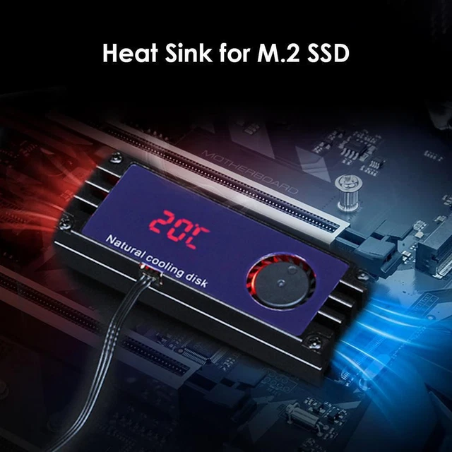 Turmo Display DIGITAL TEMPERATURE DISPLAY M.2 SSD Heatsink Cooler with Turbo Fan ...
