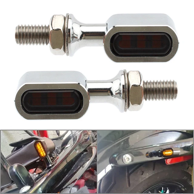 1Pair Mini LED Rear Turn Signal Light Run Indicator Lamp Fit Harley Touring Dyna