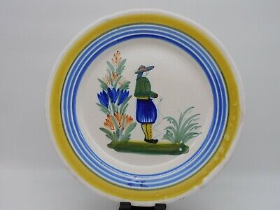 QUIMPER HB ASSIETTE ANCIENNE DÉCOR BRETONNE 