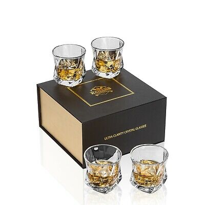 Bicchiere da whisky, set da 4 cristallo bicchieri 210 ml Regalo per gli uomini