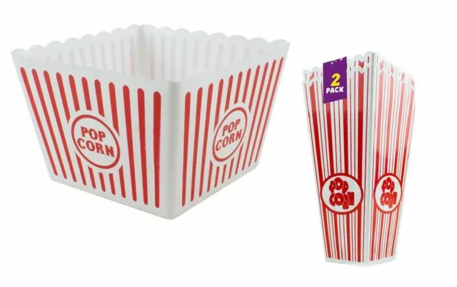 Reusable Novelty Plastic Popcorn Boxes Tub Carton Container Movie Party Treat