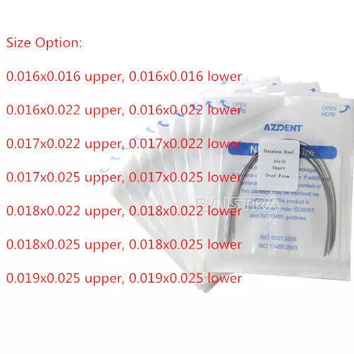 AZDENT Dental Orthodontic Arch Wire Stainless Steel Rectangular Oval 10pcs/pack