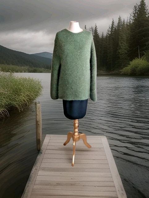 Pull 100% Angora Noir Manches Courtes - Taille XL, Fabriqué En France