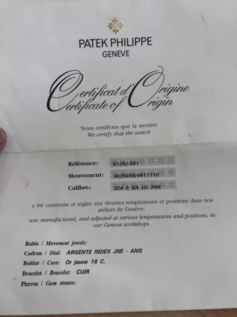Original Vintage  Patek Philippe 5135J001 Watch -  Certificate Guarantee R75