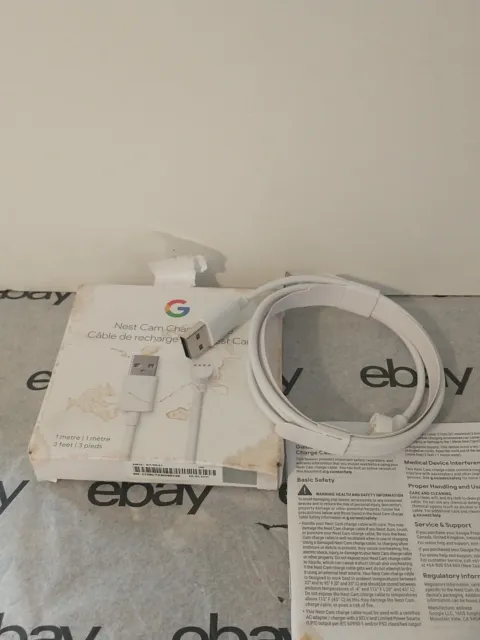 Google Nest Cam Indoor Battery Charge Cable Snow White