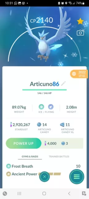 Shiny Articuno - Trade – PokeGoMarket9