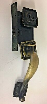 Vintage Art Deco Brass Penn Entry Door Set Pull Handle Plate Lock Corbin Mortise
