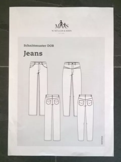 Schnittmuster Damen Jeans + Mum-Jeans von Müller & Sohn, Größe 36–46