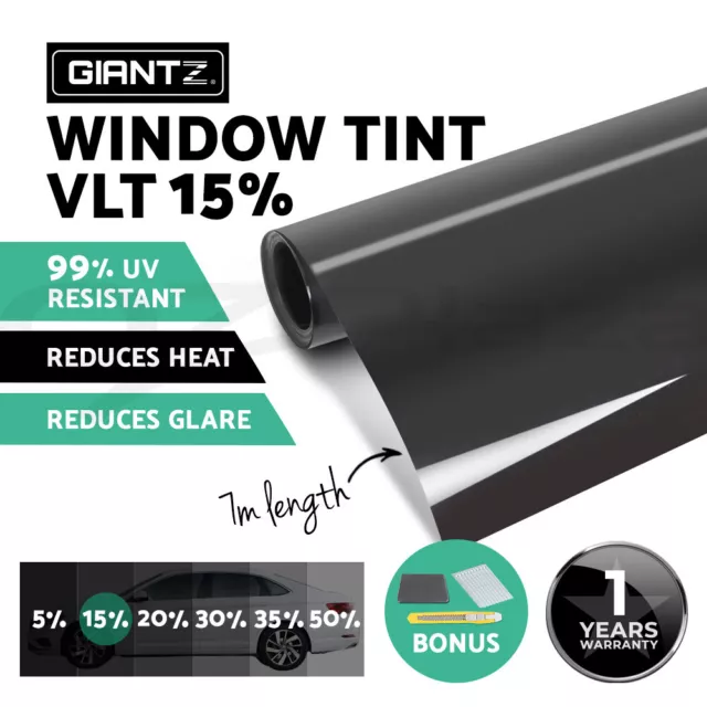 Giantz Window Tint Film Black Roll 15% VLT Car Auto Home 76cm X 7m Tinting Tools