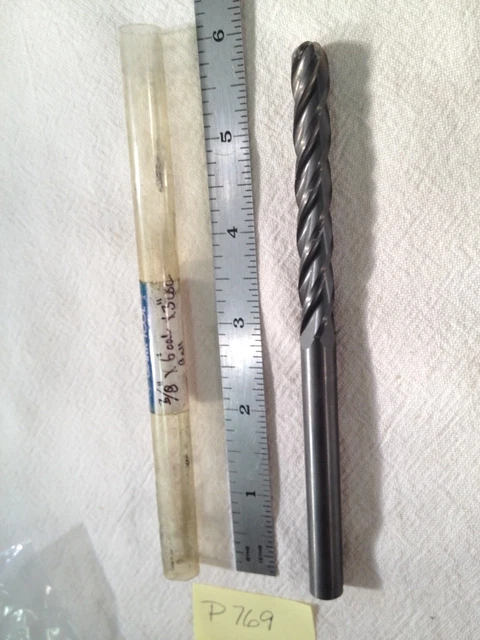 1 New Garr 3/8" Diameter Carbide End Mill 4 Fl. Ball. 6" Oal. Usa.  3" Loc. P769