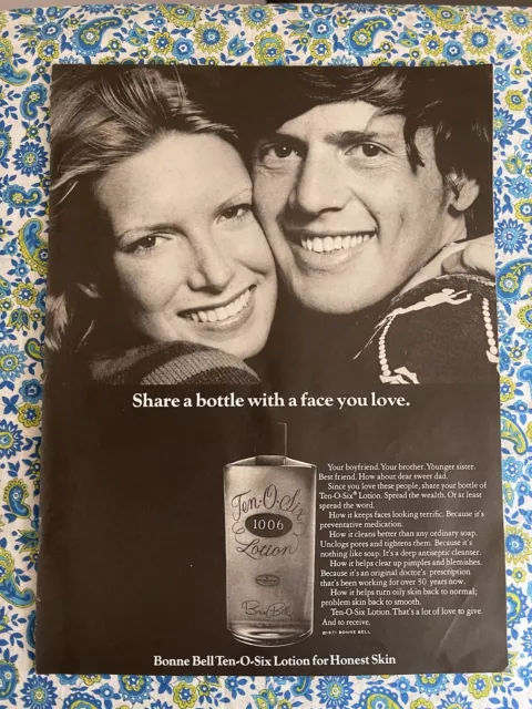 Vintage 1972 Bonne Bell Ten-O-Six Lotion Print Ad Skin Care