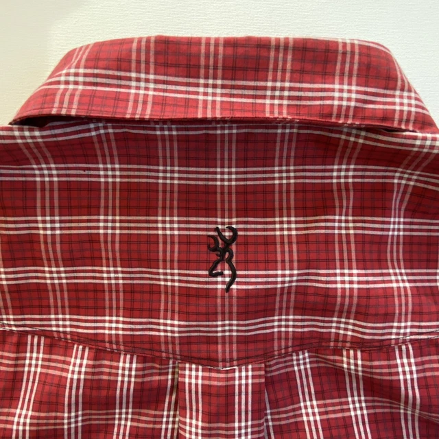 Vintage John Browning Heritage Collection Mens Shirt Long Sleeve Large Plaid Red 3