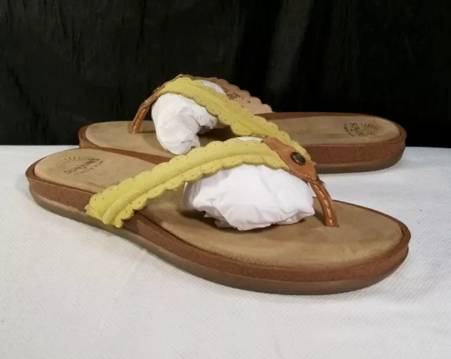 G.h. Bass & Co. Sunjuns Lime Suede Leather Thong Flip Flops Women's Sandals 9M