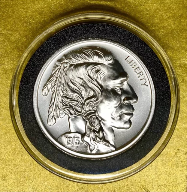 Pure .999 (2 oz) Solid Silver Indian Head Bullion Round in High Relief.