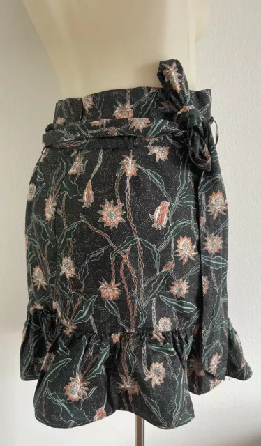 Etoile Isabel Marant Linen Cotton Mini Wrap Skirt Floral Bush PlantsPrint FR38-M 3