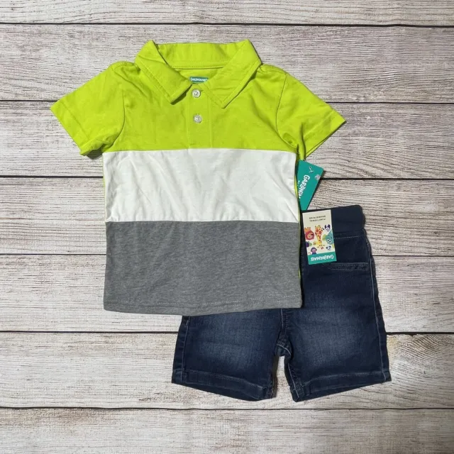 Garanimals Baby Boy Outfit Size 2T. NWT! Polo Shirt And Denim Shorts.