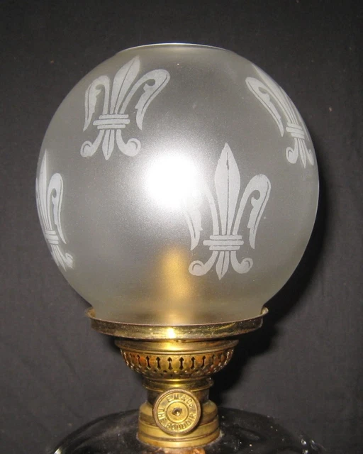 KEROSENE OIL MINIATURE Banquet Lamp Etched Ball Shade Boudoir Burner