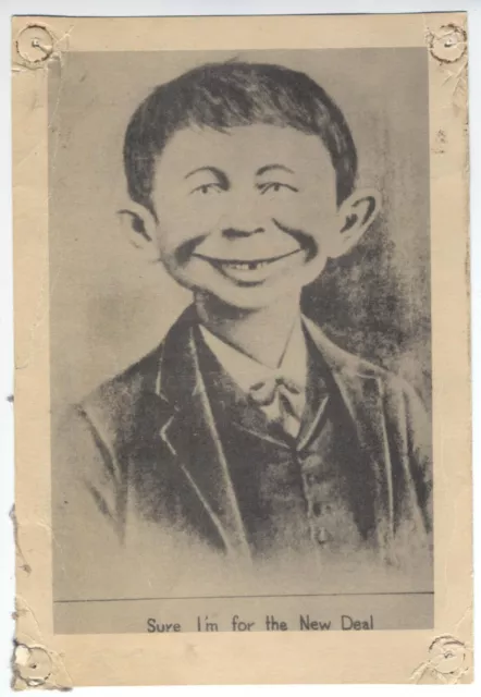 Mad Magazine Alfred E. Neuman Pre-MAD Magazine card SCARCE ROOSEVELT NEW DEAL