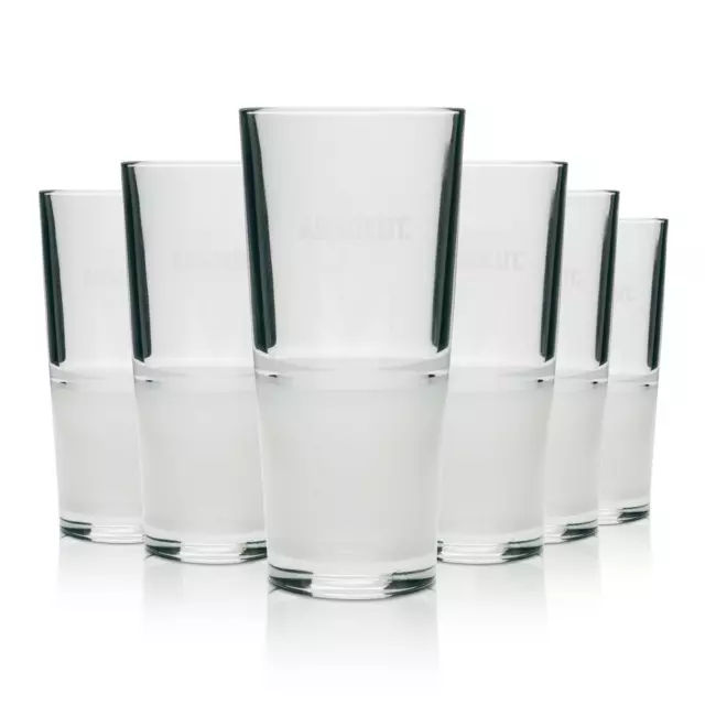 6x Absolut Glas 0,33l Frosted Vodka Longdrink Cocktail Gläser Geeicht Gastro Bar