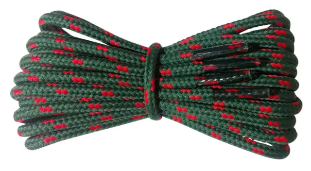 Boot Laces - Green with Red flecks - 4 mm round - for walking and hiking boots