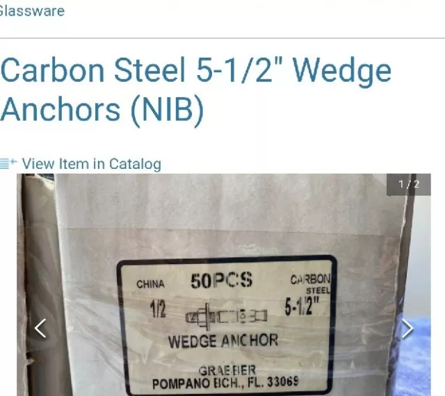 Carbon Steel 1/2"X5.5" Wedge Anchors