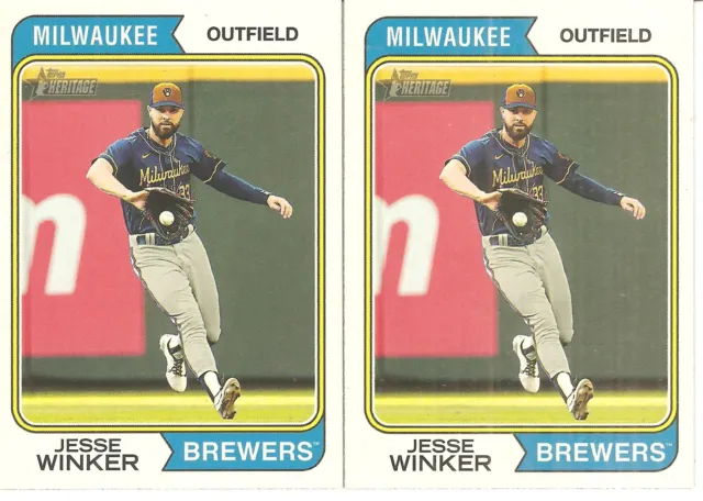 2 Card 2023 Topps Heritage Jesse Winker Baseball Card Lot #389
