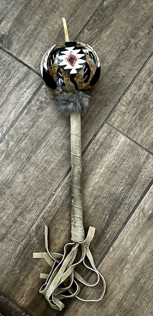 Signed Whitehorse Native American Handcrafted Painted Navajo Turtle Rattle 17" Signed Whitehorse Native American Handcrafted Painted Navajo Turtle Rattle 17"