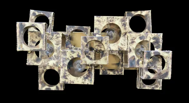 Tom Greene for Feldman  Brutalist Ceiling Light Fixture  Torch Cut