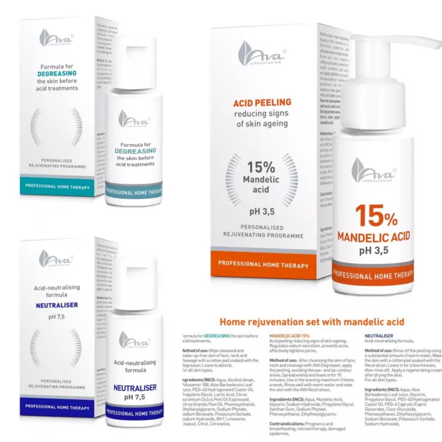 AVA® PROFESSIONAL HOME THERAPY Set in three steps with 15% Mandelic Acid 3x50 ml