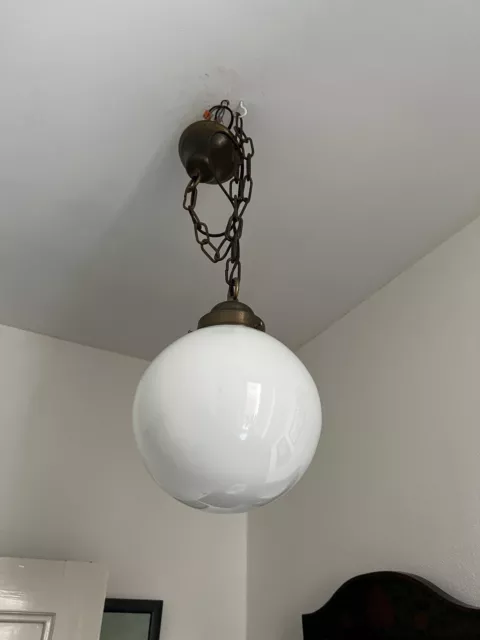 Deckenlampe Jugendstil Hängelampe Antik  Lampe Opalglas Art Deco Glaskugel 20 Cm