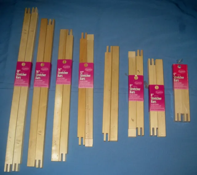 Lot 16 NEW Frank A Edmunds Needlecraft Supplies Mini Wood Stretcher Bars 6"-18"