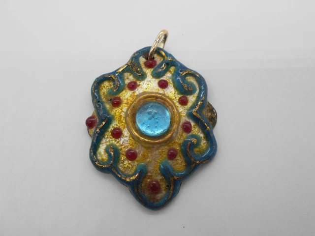 Pendentif Or Jaune émail De Limoges Pendentif Or Jaune émail De Limoges