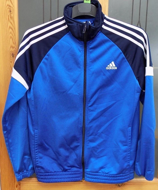 Tuta top blu Adidas Originals ragazzo/ragazza cerniera taglia 13/14 anni 36 sul petto