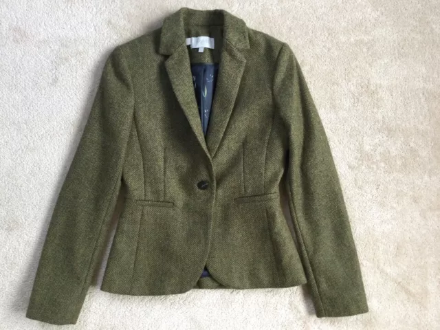HOBBS LOVELY MOSS Green Dalby Wool Tweed Jacket Size UK6 RRP