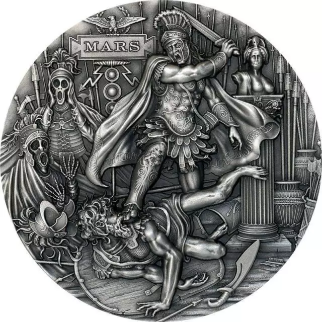Mars Roman Gods – 2021 2 Oz Ultra High Relief Pure Silver Coin – Niue