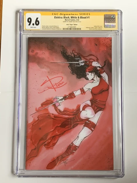 Marvel Elektra Black White Blood #1 VIRGIN VARIANT CGC SS 9.6 signed Sabine Rich
