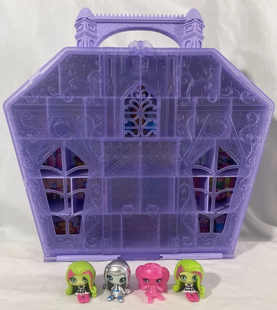 Monster High Minis School collectors carrying case +4 Dolls Mattel 2015 Coffin