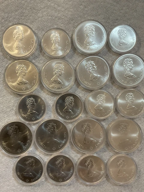 1976 MONTREAL OLYMPICS SILVER COINS Series l-V (10-ten dollar)(10-five dollar)