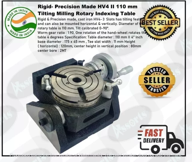 Rigid- Precision HV4 II 110 mm (3 Slots) Tilting Milling Rotary Indexing Table