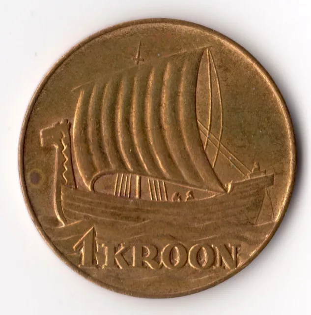 ✔ Estonia 1 KROON 1990 UNC Restrike Issue Viking Dragon Ship coin