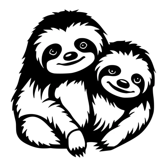 Sloth and Baby Vinyl Decal Sticker Art Wall Home Laptop Decor Various Colours