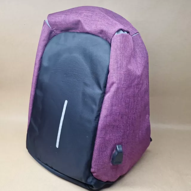 Purple Black USB Rucksack Backpack Bag Shoulder Strap Laptop Case