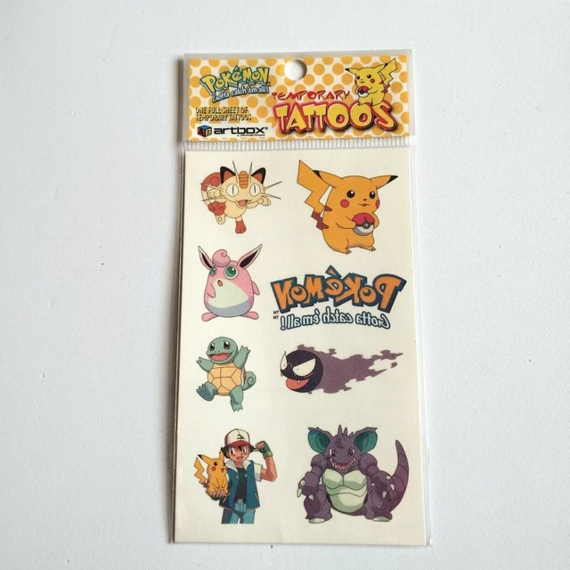 POKEMON TEMPORARY TATTOOS_ARTBOX_PIKACHU_SQUIRTLE_GASTLY_POKEMON