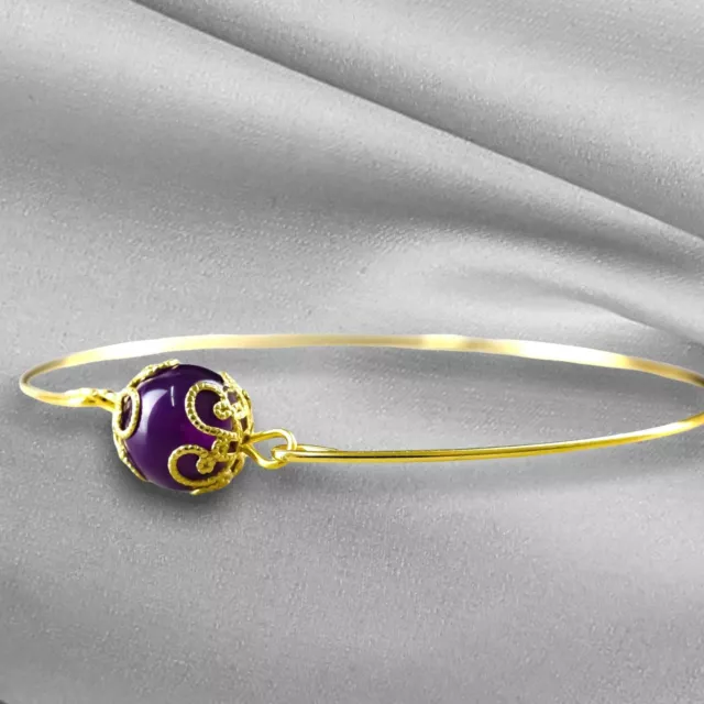 Amethyst Gold Armband - Vergoldeter Minimalistischer Edelstein Aura Schmuck  RET