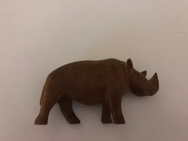 Vintage Wooden Rhinoceros Figurine Hand Carved wood figure kitsch retro rhino