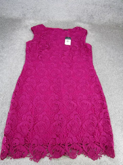 Lauren Ralph Lauren Shift Dress Womens 18 Embroidered Floral Purple NEW