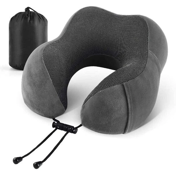 Travel Neck Pillow with 100% Memory Foam Includes Travel Pillows Kit Storage Bag